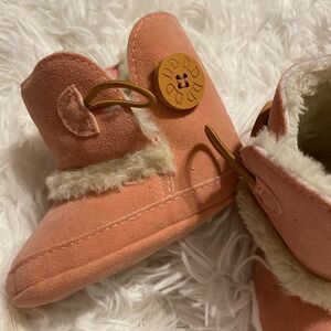 *NWOT* Pink Leather & Fur Baby Boots